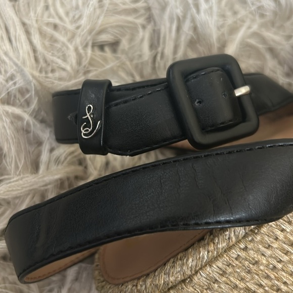 NWOB Sam Edelman Theresa Platform Block Heel Sandals in Black Linen size 9.5 - Picture 13 of 15